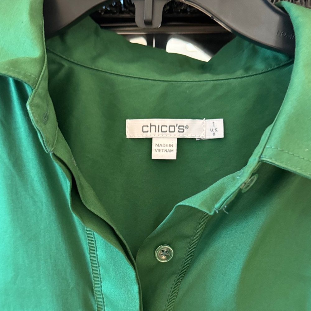 Chico's Vibrant Green 3/4 Sleeve Dress - Picture 2 of 9